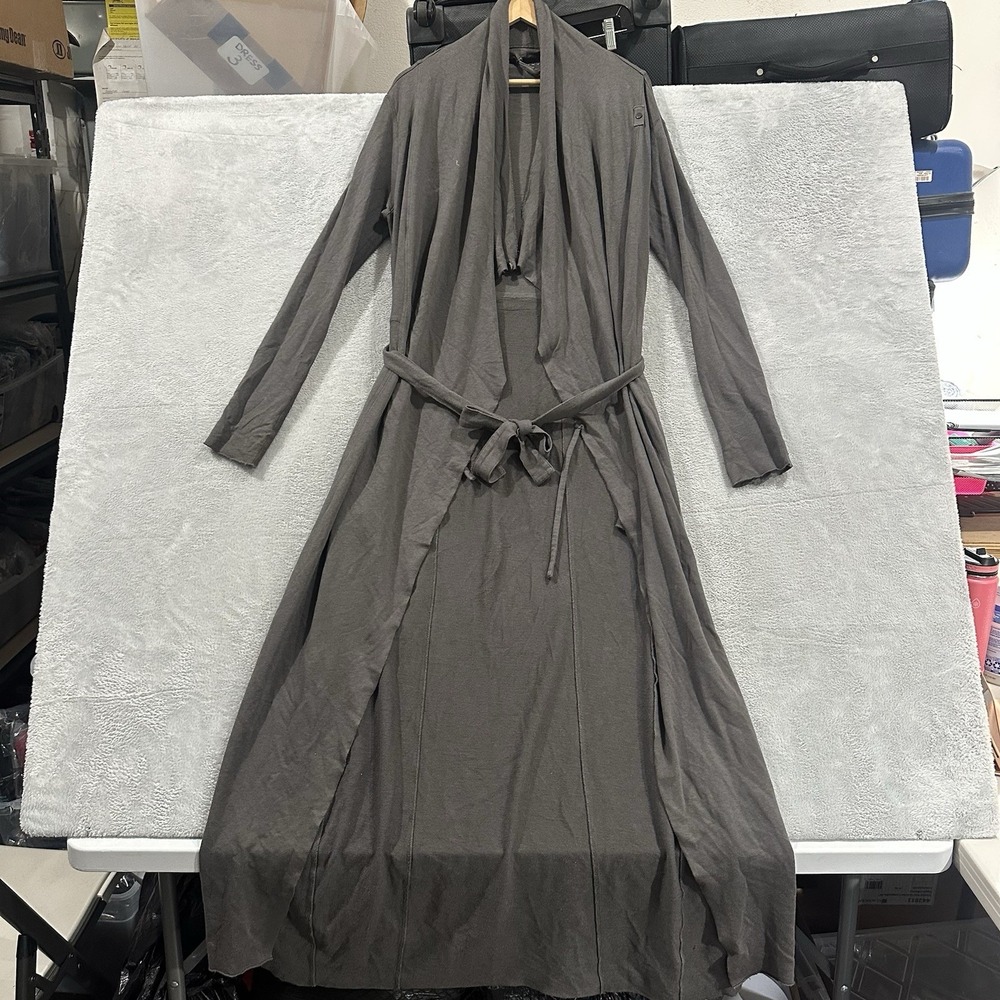 Lunya The Robe Organic Pima Cotton with Pockets Long Gray Loungewear Luxury - Picture 5 of 12